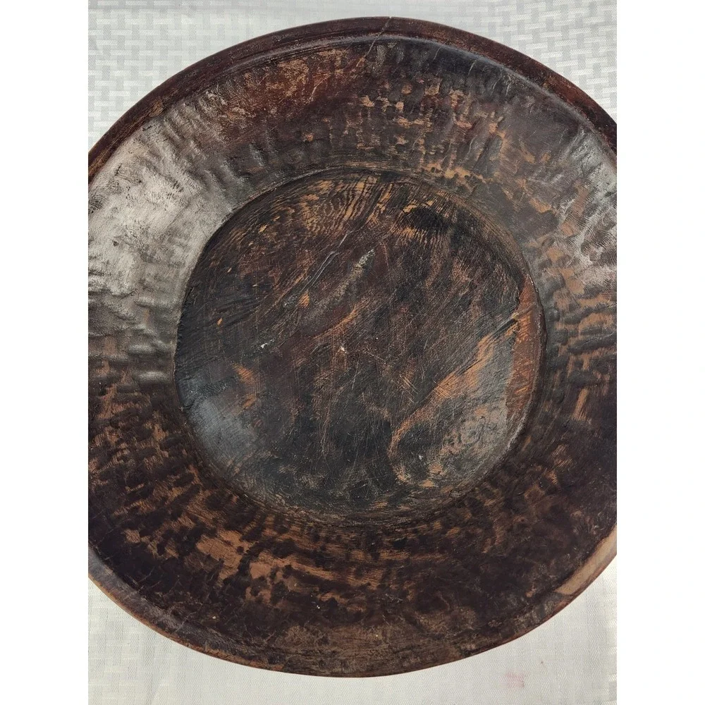 Antique Primitive Wooden Dough Bowl 16.75